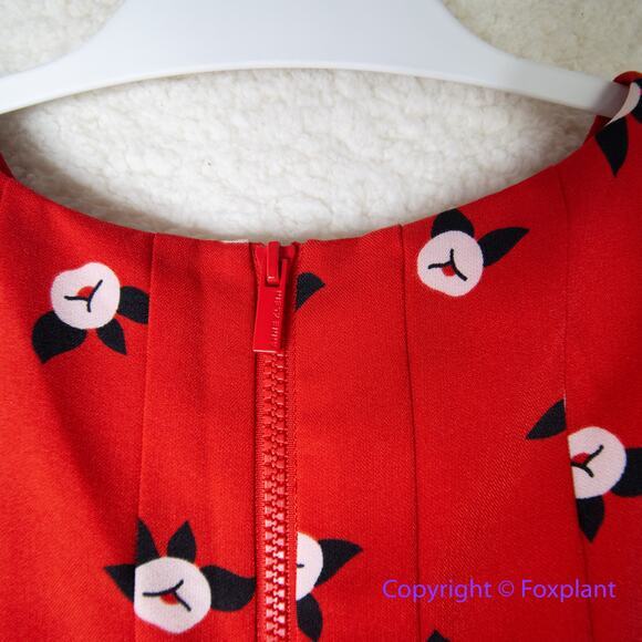 New! Anne Klein Plus Size‎ Chatterly Rose Printed Fit Flare Dress Red, 18W